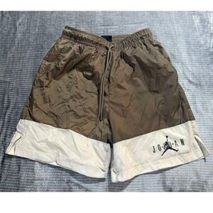 Jordan Boys Basketball Trunks Brown White Nylon Jumpman Athletic Gym Shorts 26x6